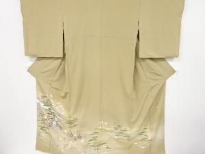 リサイクル　作家物　寿光織　時代人物風景模様一つ紋色留袖(比翼付き)
